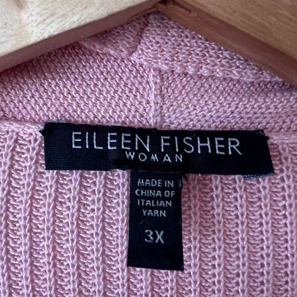 Eileen Fisher Woman Pink Open Drape Front Cardigan Sweater Plus Size 3X - Picture 7 of 11